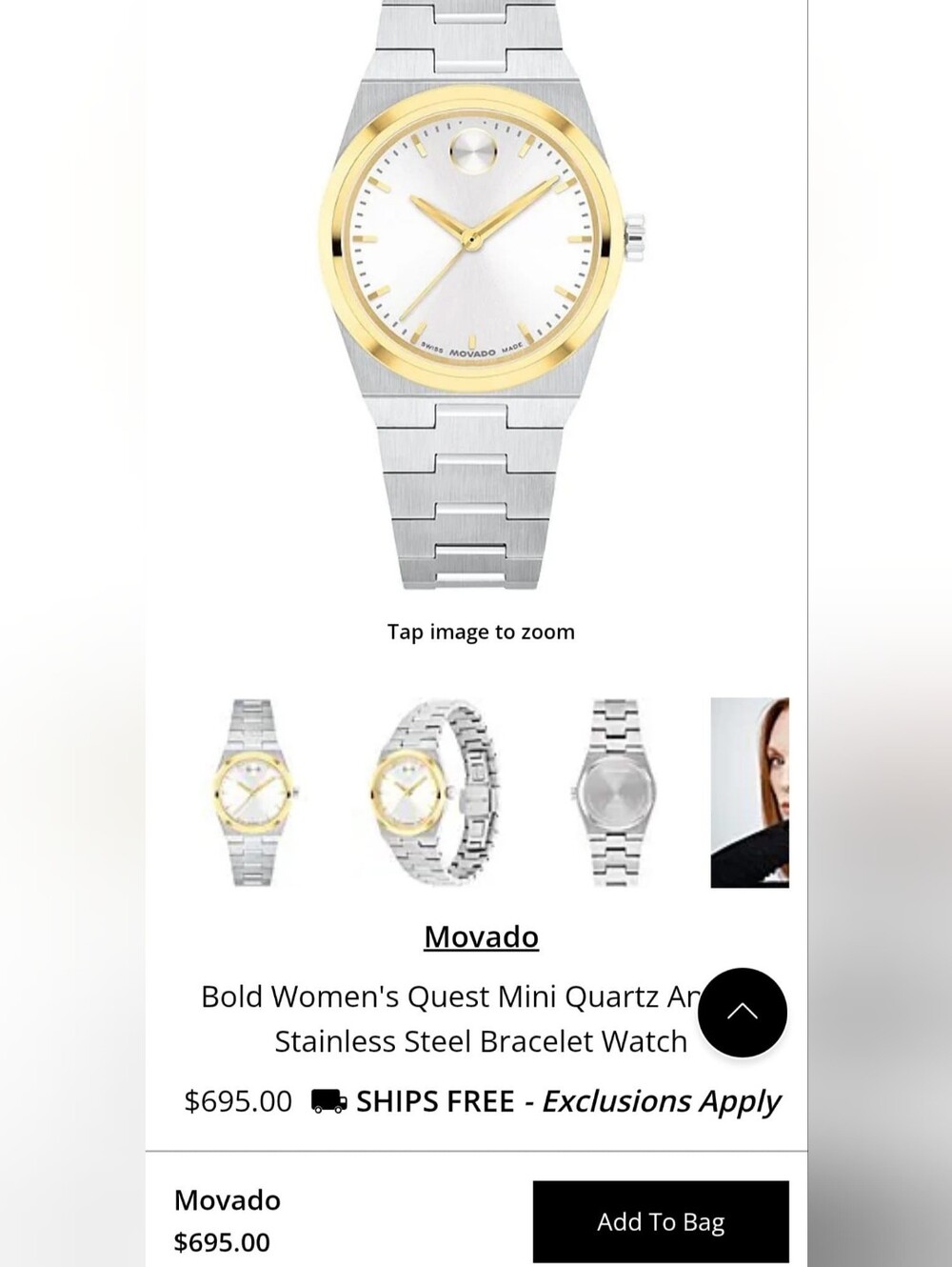 Movado Two-Tone Silver and Gold Women's Bracelet Watch